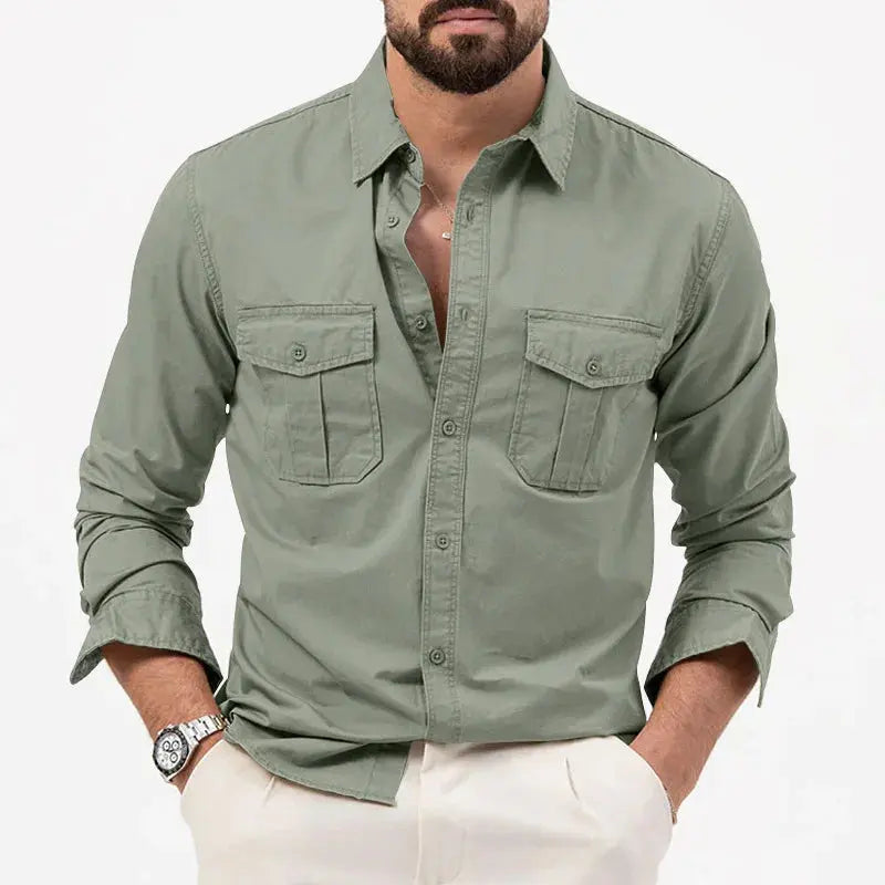 Classic long-sleeve button-up everyday shirt for men -7