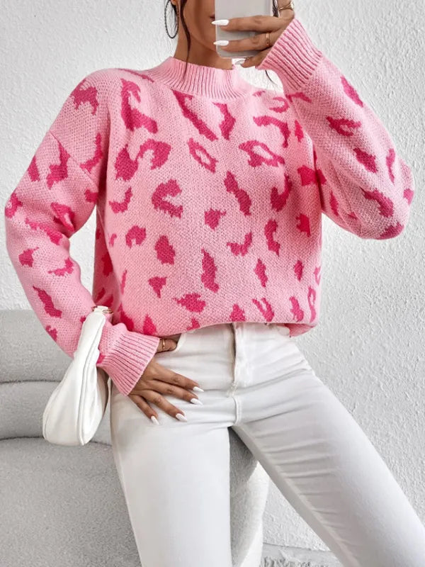 Bold leopard-print knit everyday jumper for women -9