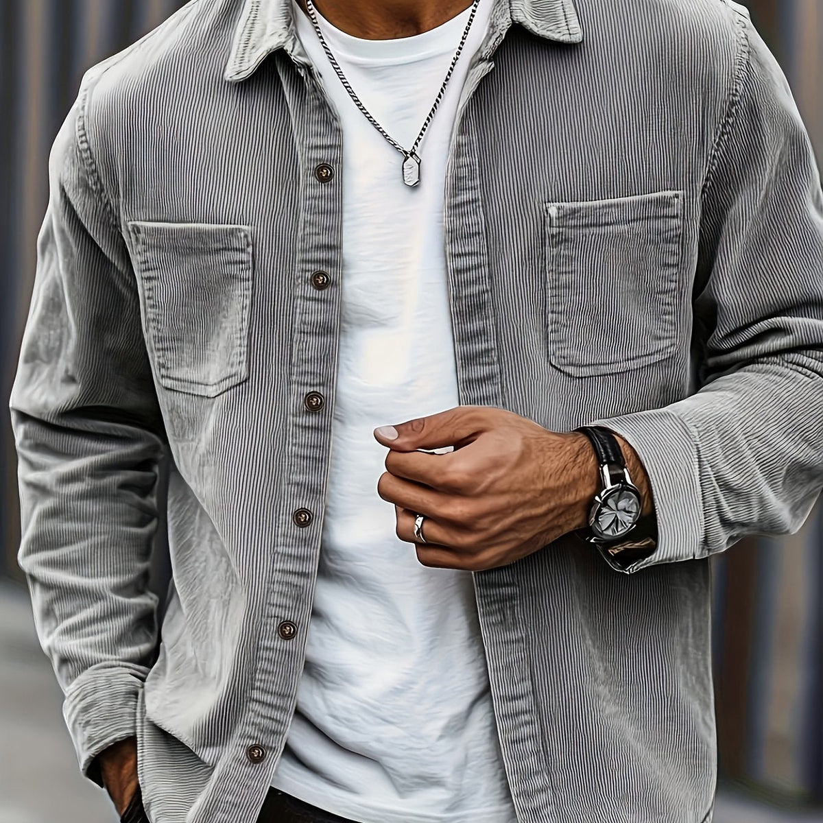 Classic textured cord everyday overshirt for men | Ellison -19