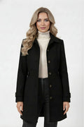 Elegant buttoned winter coat with belted waist for women | Caurelle