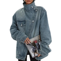 Vintage washed asymmetric jacket for women | SKYE