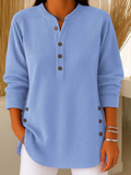 Relaxed button henley everyday tunic for women | Eden -1