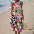 Sleeveless floral dress with A-line silhouette for women | Maribelle