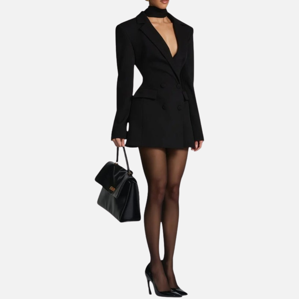 Elegant tailored blazer mini dress for women -3