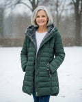 Fleece-lined puffer coat with A-line silhouette for women | Jami