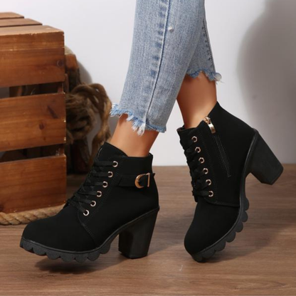 Chic lace-up chunky ankle boots for women | Katni -1