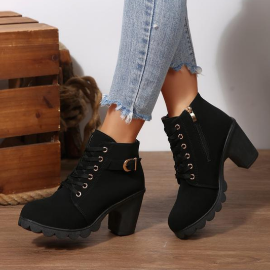 Chic lace-up chunky ankle boots for women | Katni -1