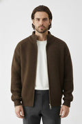 Zip knit jumper with stand collar for men | Caurelle
