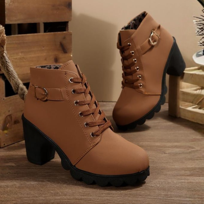 Chic lace-up chunky ankle boots for women | Katni -2