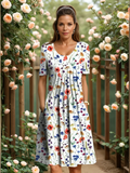 Elegant floral tummy-coverage dress for women | Marianne -1