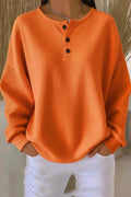 Classic waffle-knit henley everyday top for women | Livia -1