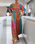 Colourful relaxed bohemian everyday dress for women | Corinne -1