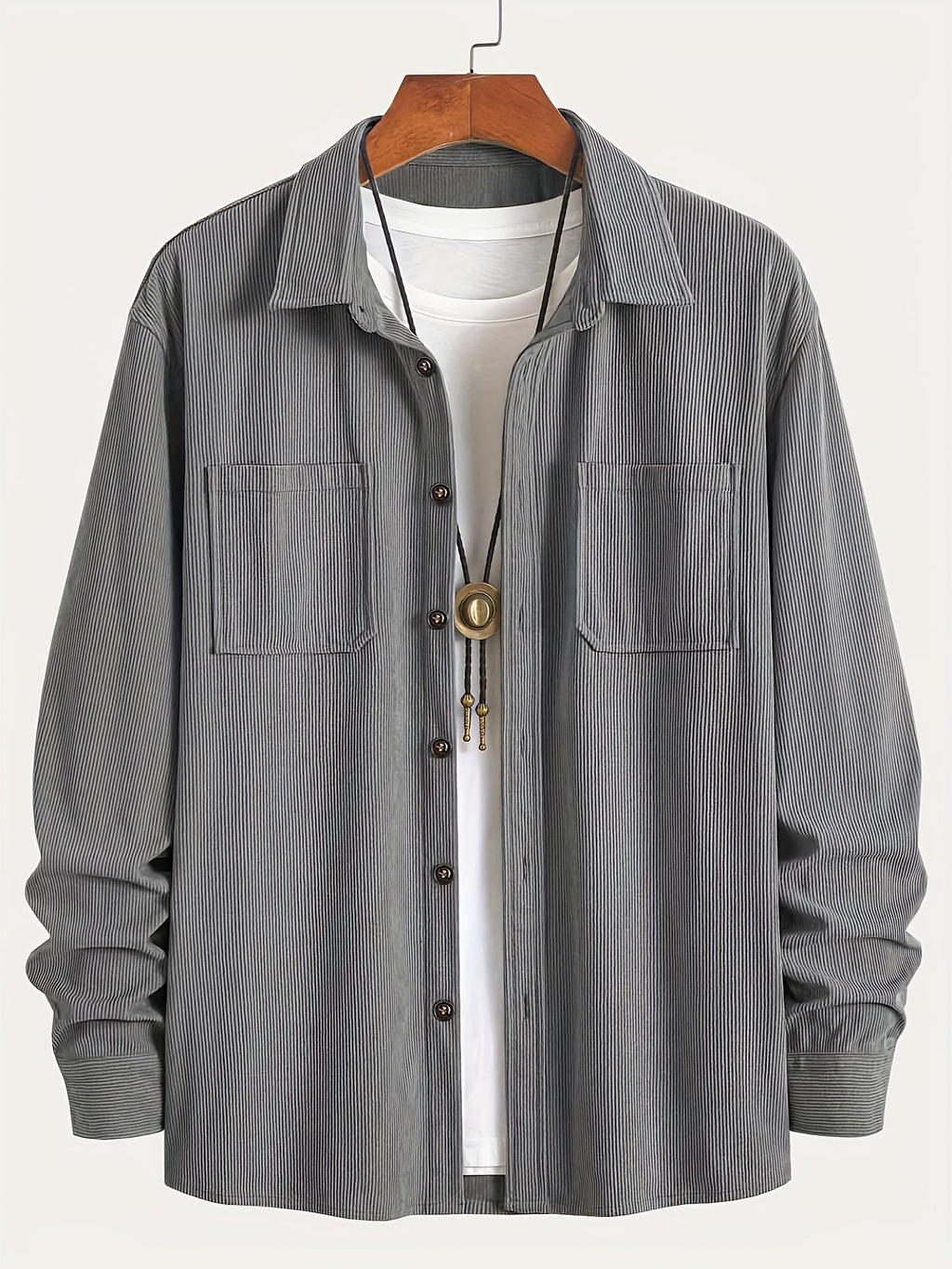 Classic textured cord everyday overshirt for men | Ellison -6