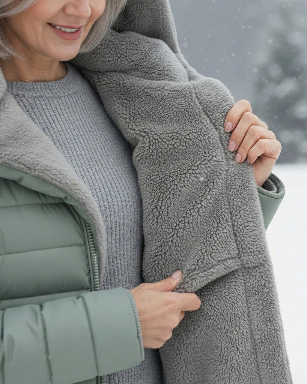 Fleece-lined puffer coat with A-line silhouette for women | Jami