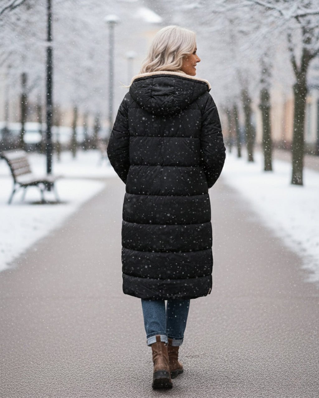 Warm sherpa-lined winter coat for women | Eleanor -13