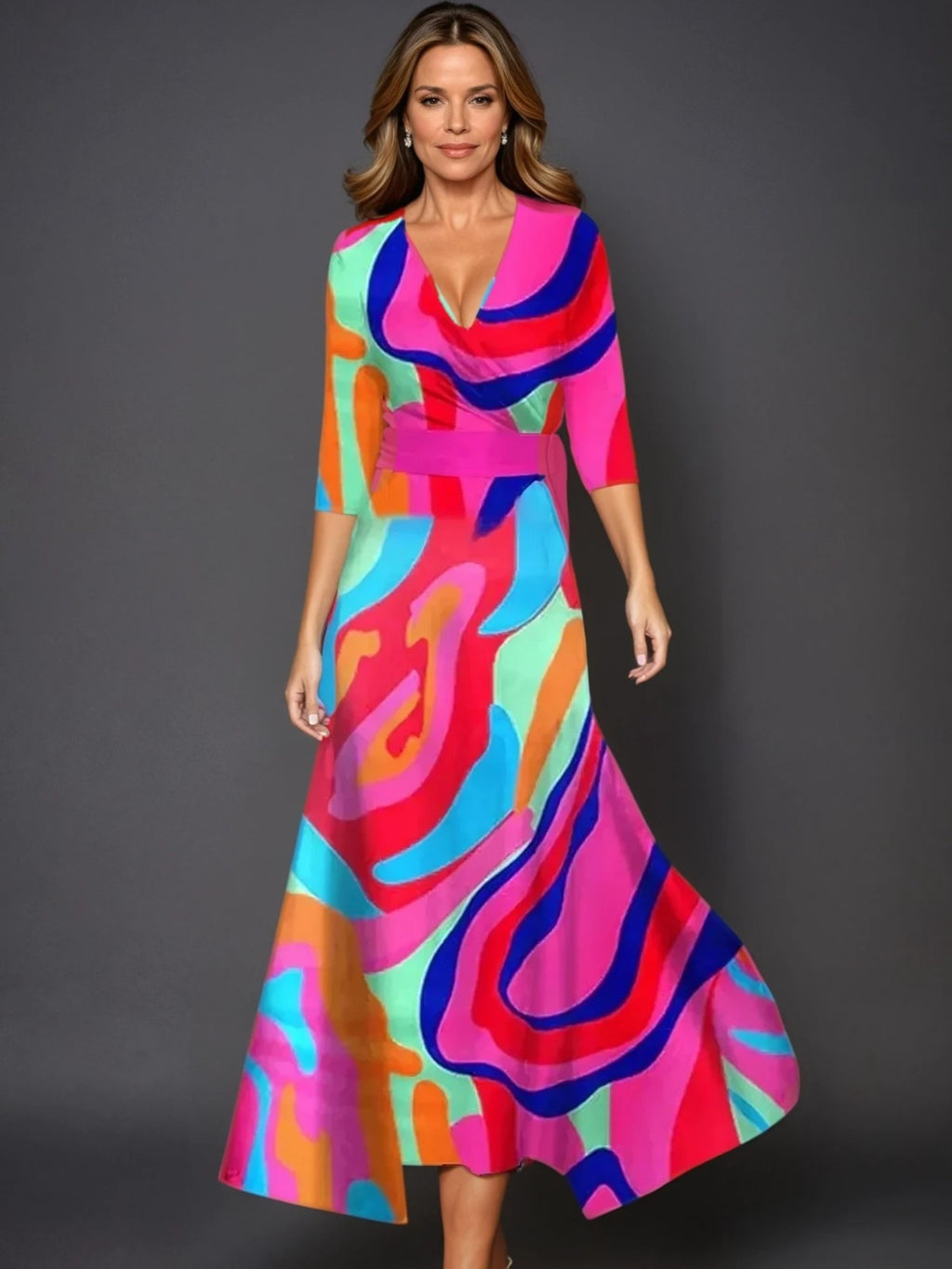 Classic floral V-neck maxi dress for women | Zoe