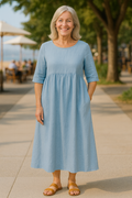 Cotton pocket midi dress for women | Anora