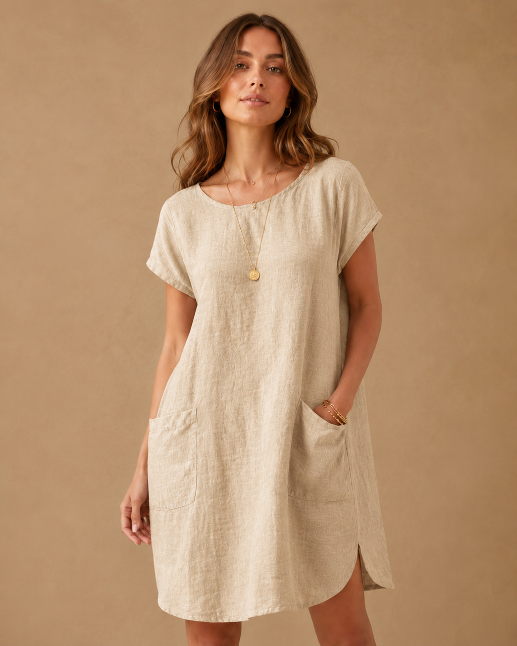 Short-sleeve summer midi dress for women | Isla