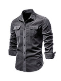 Warm straight-cut casual winter shirt for men -1