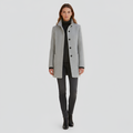 Elegant button-front coat with high collar for women | Valerios