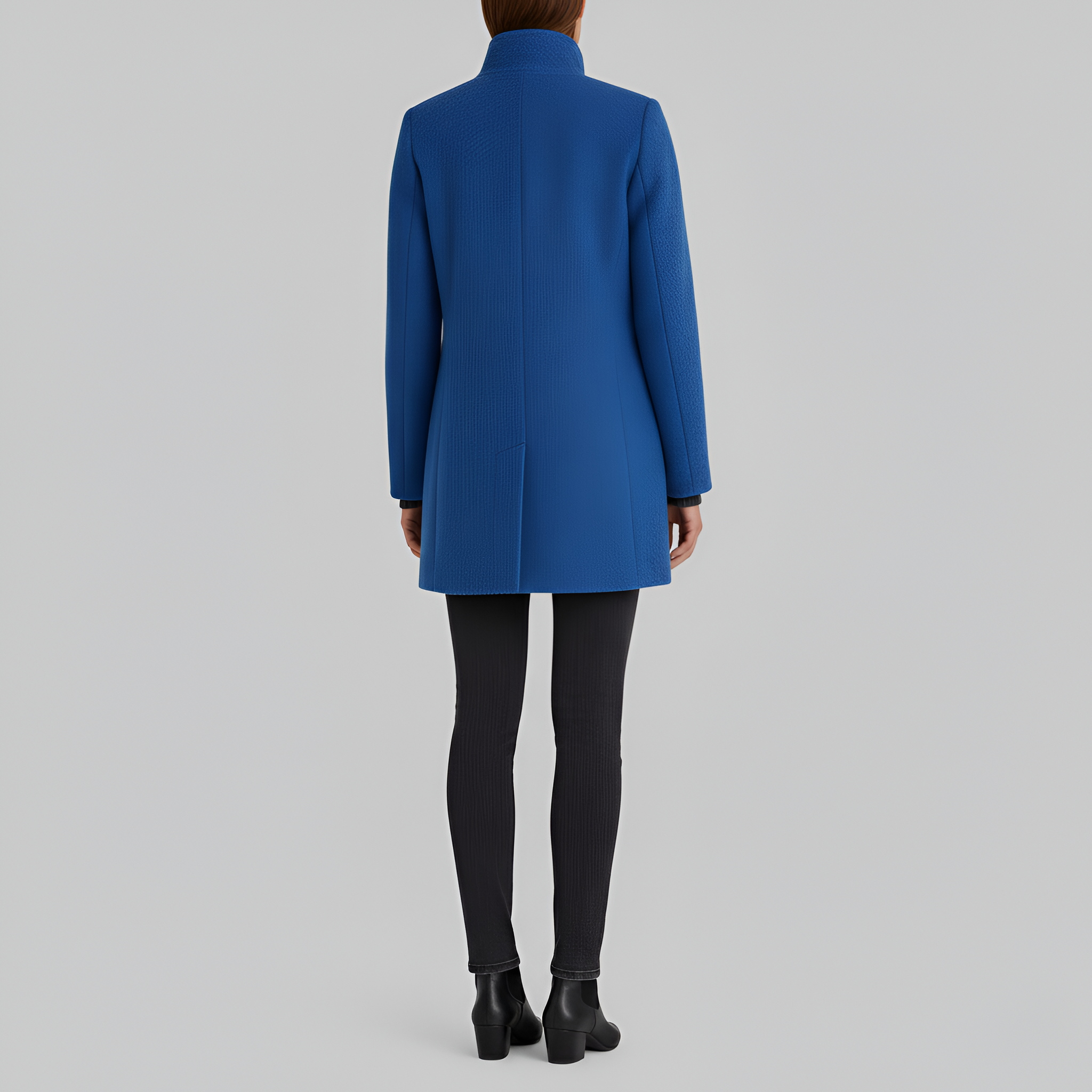 Elegant button-front coat with high collar for women | Valerios