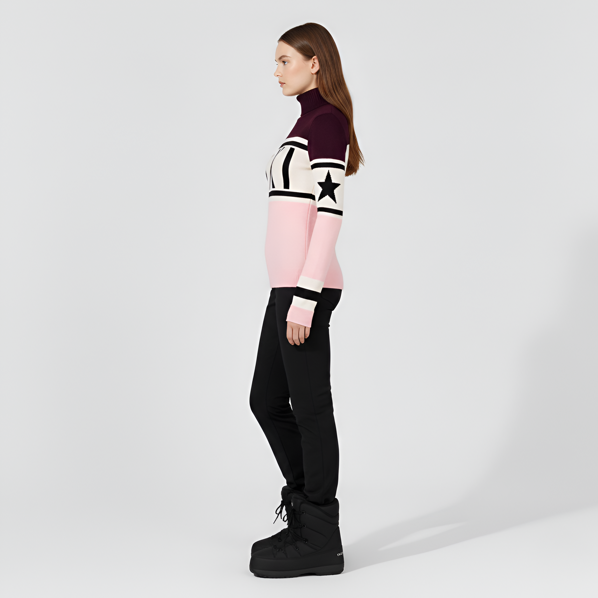 Turtleneck knit sweater with logo design for women | Elara