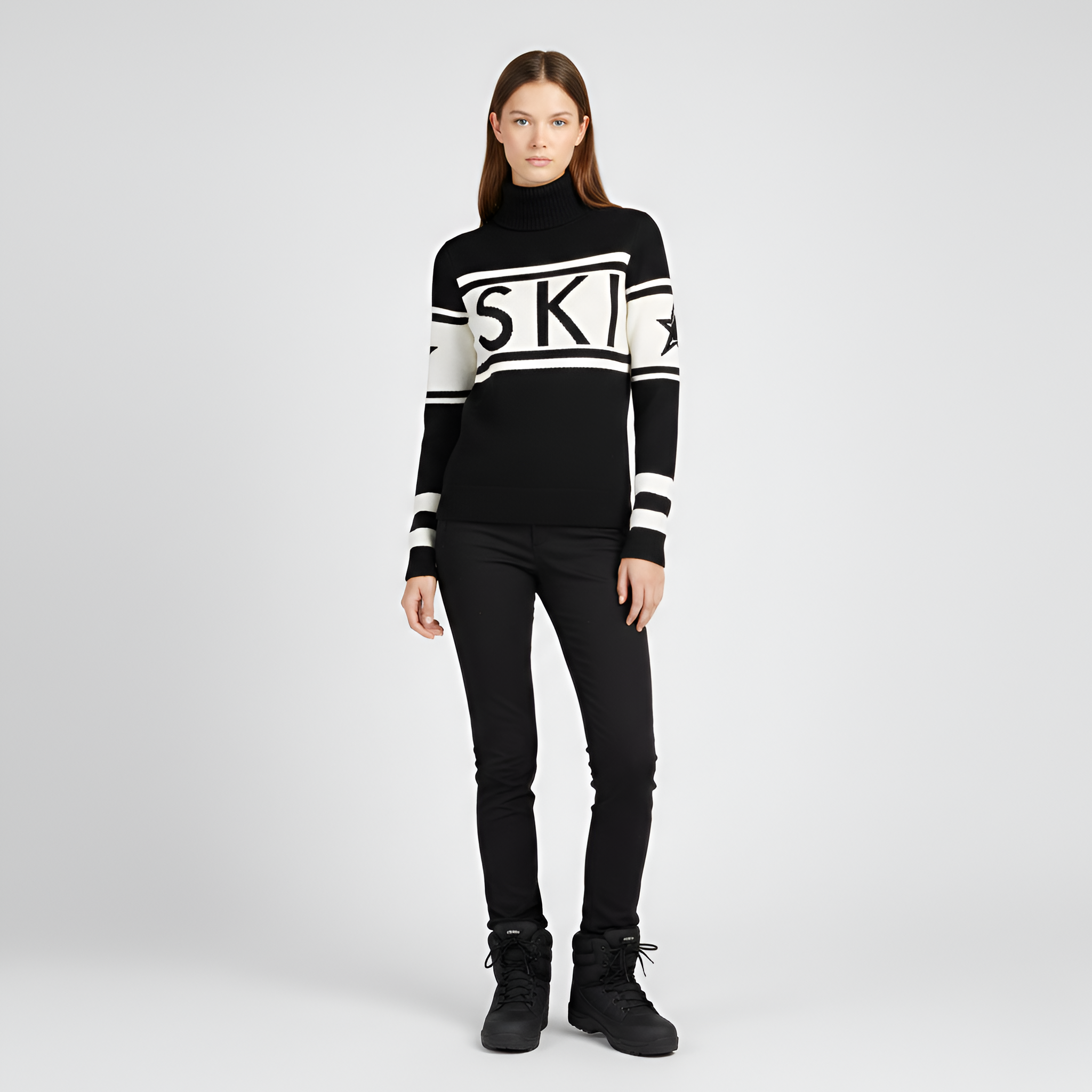 Turtleneck knit sweater with logo design for women | Elara