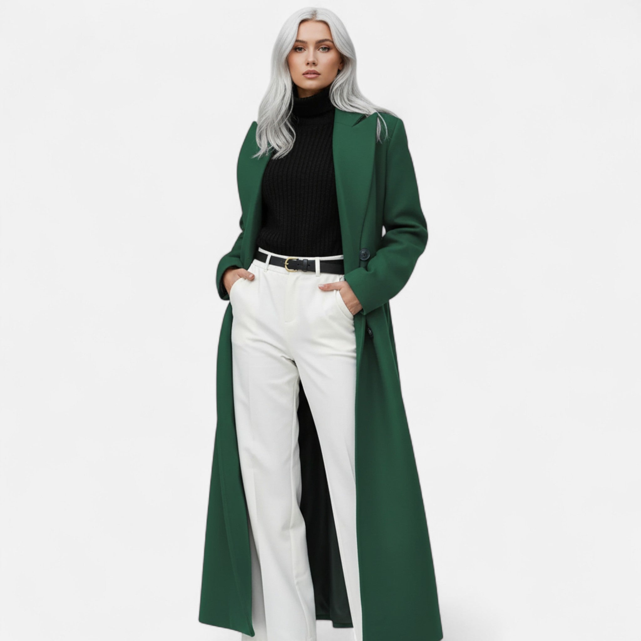 Classic structured formal winter coat for women -5