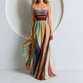 Elegant pleated strapless maxi dress for women | Valoria -1