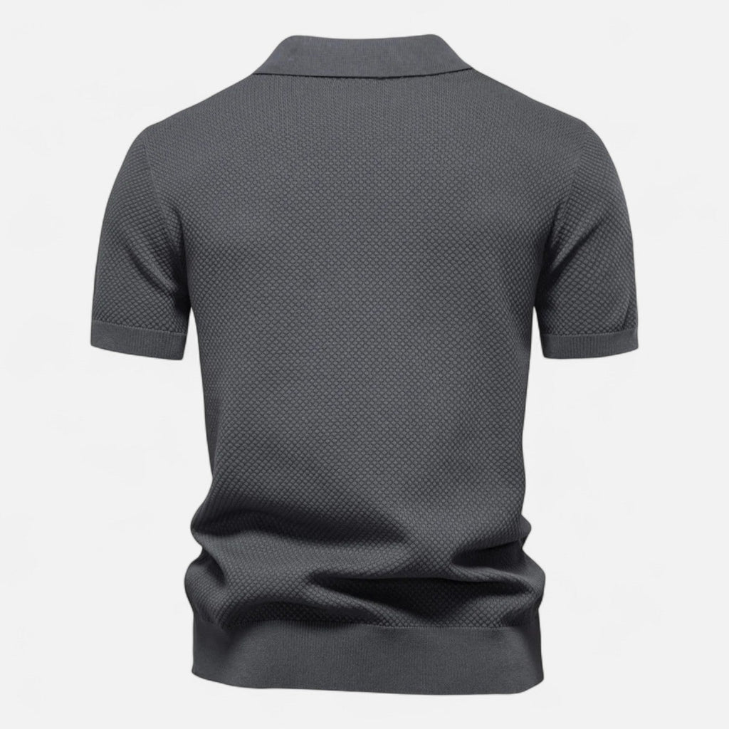 Classic knit long-sleeve button-neck polo shirt for men -2