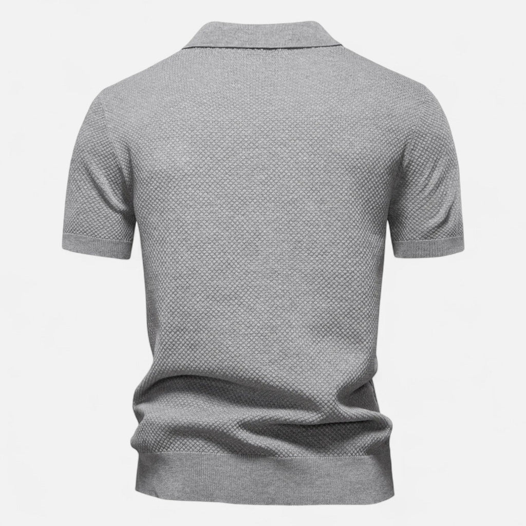 Knit polo shirt with button neck and long sleeves for men | Arlen
