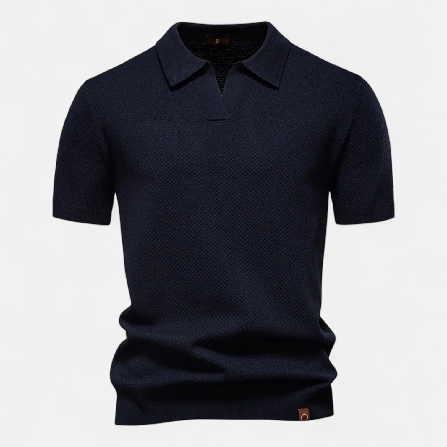 Knit polo shirt with button neck and long sleeves for men | Arlen