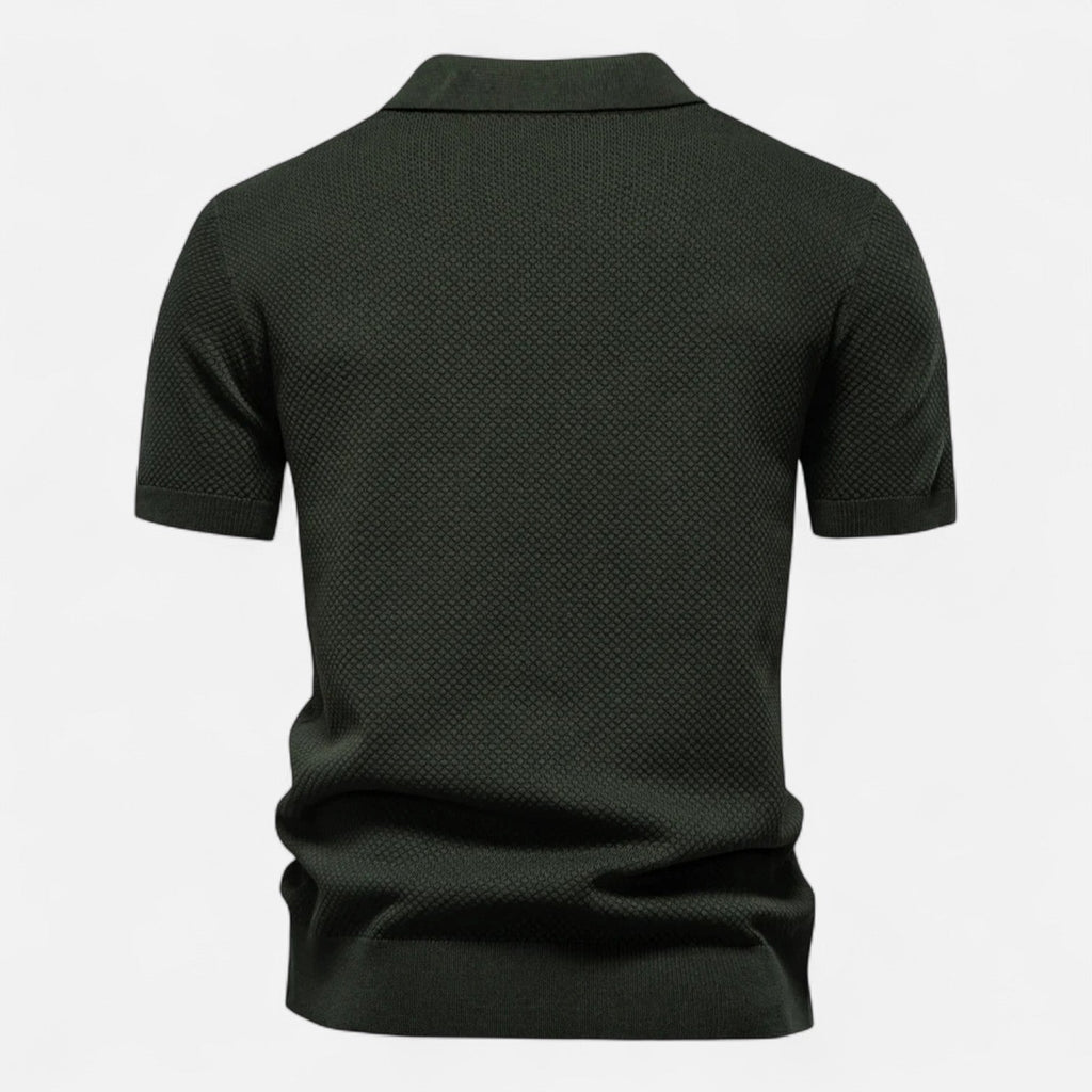 Knit polo shirt with button neck and long sleeves for men | Arlen