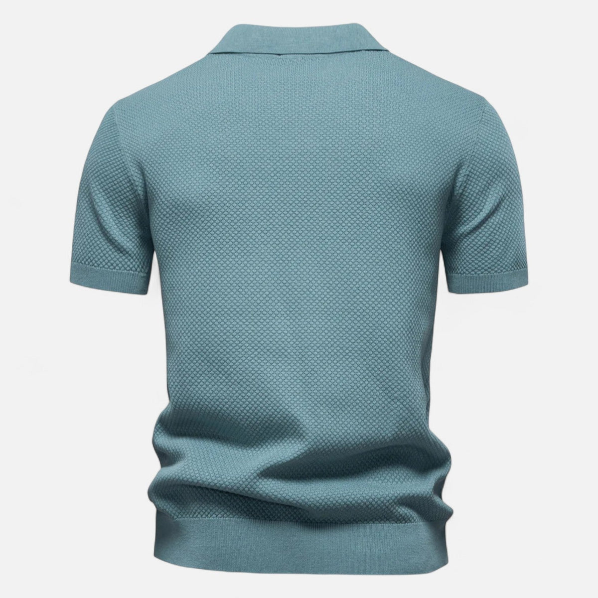 Classic knit long-sleeve button-neck polo shirt for men -9