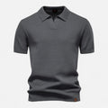 Classic knit long-sleeve button-neck polo shirt for men -1