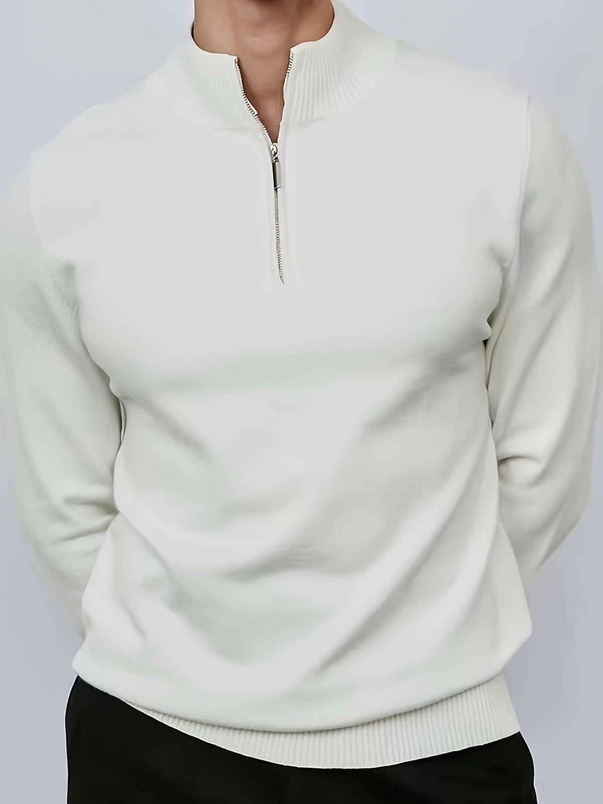 Classic high-collar half-zip everyday jumper for men -2