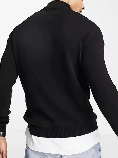 Casual half-zip sweater with high collar for men | Dorian