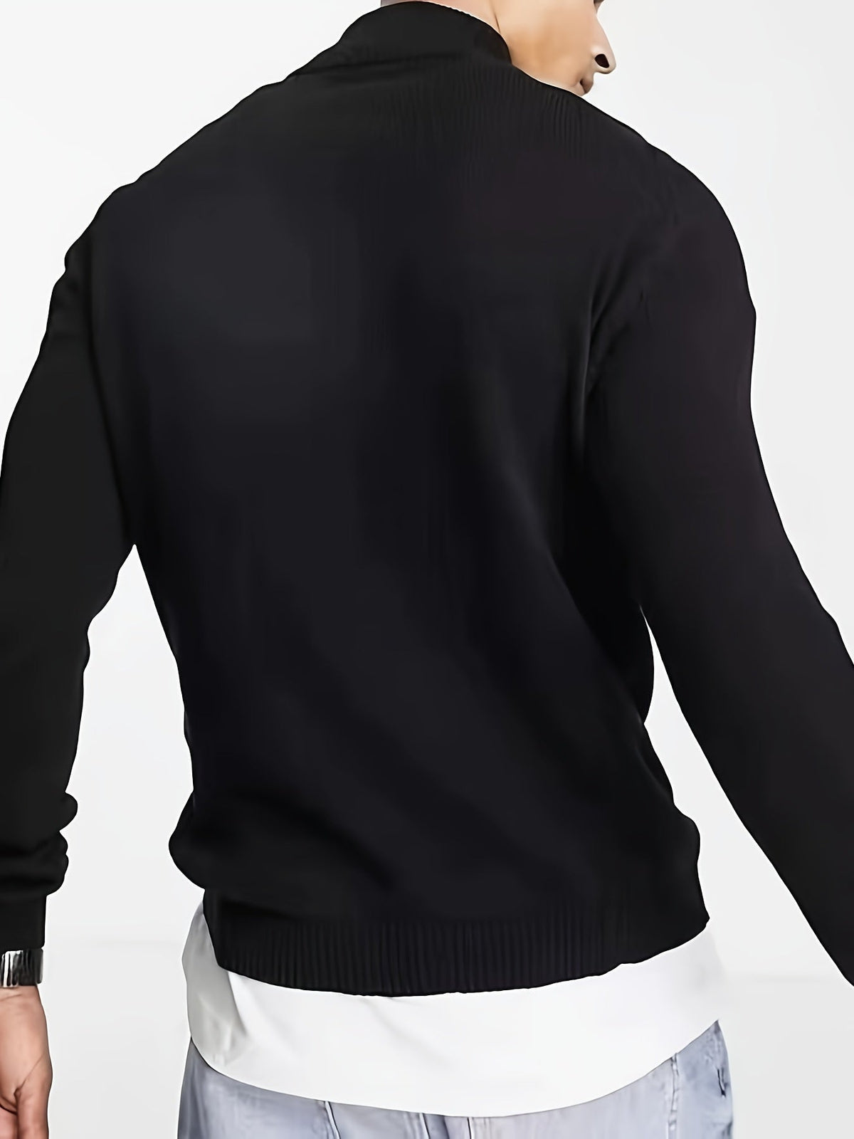 Classic high-collar half-zip everyday jumper for men -4