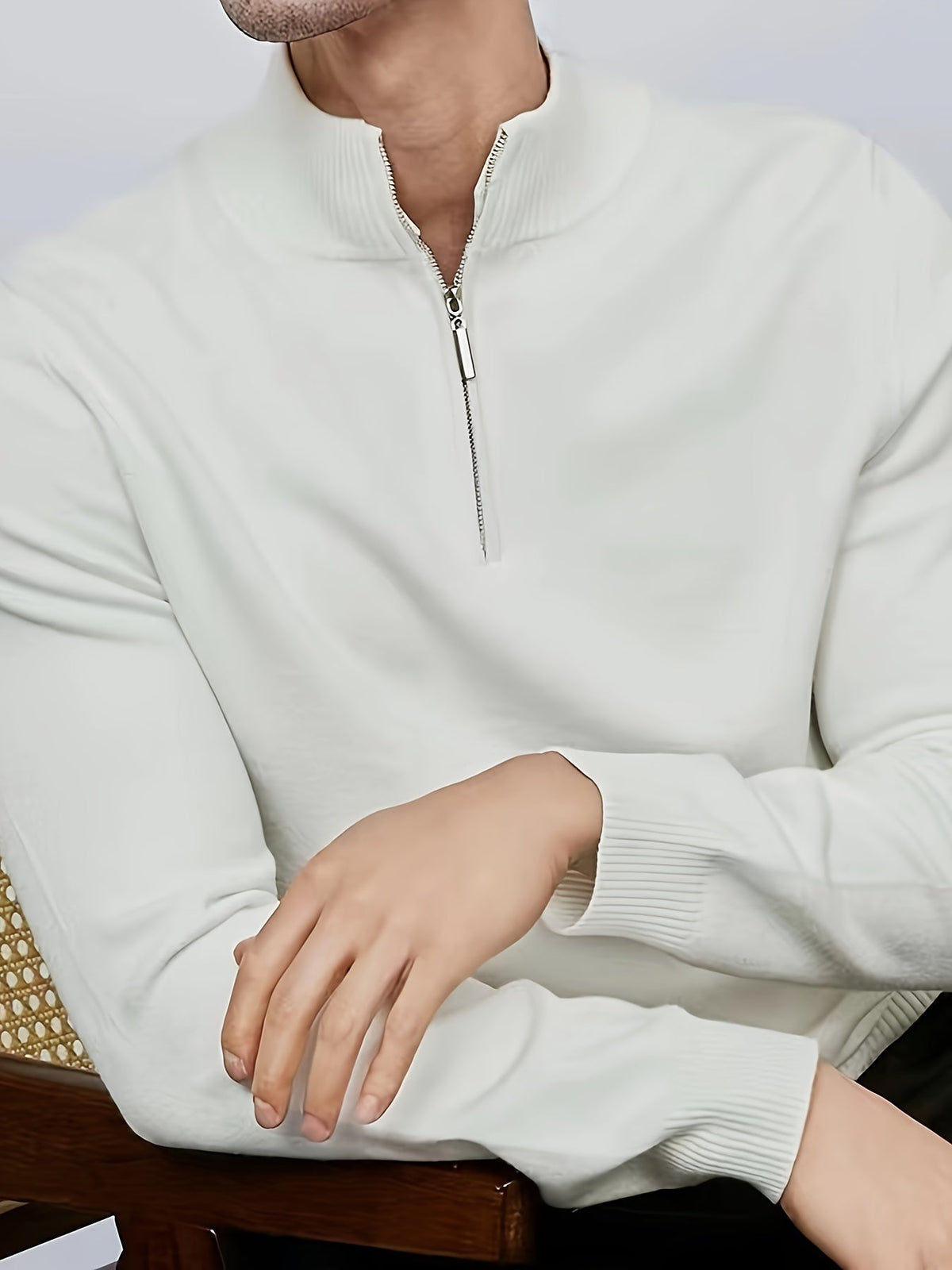 Classic high-collar half-zip everyday jumper for men -7