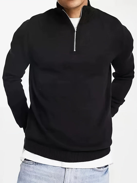 Classic high-collar half-zip everyday jumper for men -1