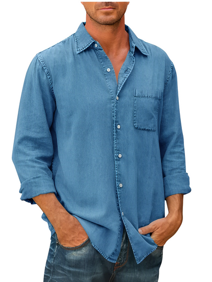 Classic long-sleeve denim everyday shirt for men -3