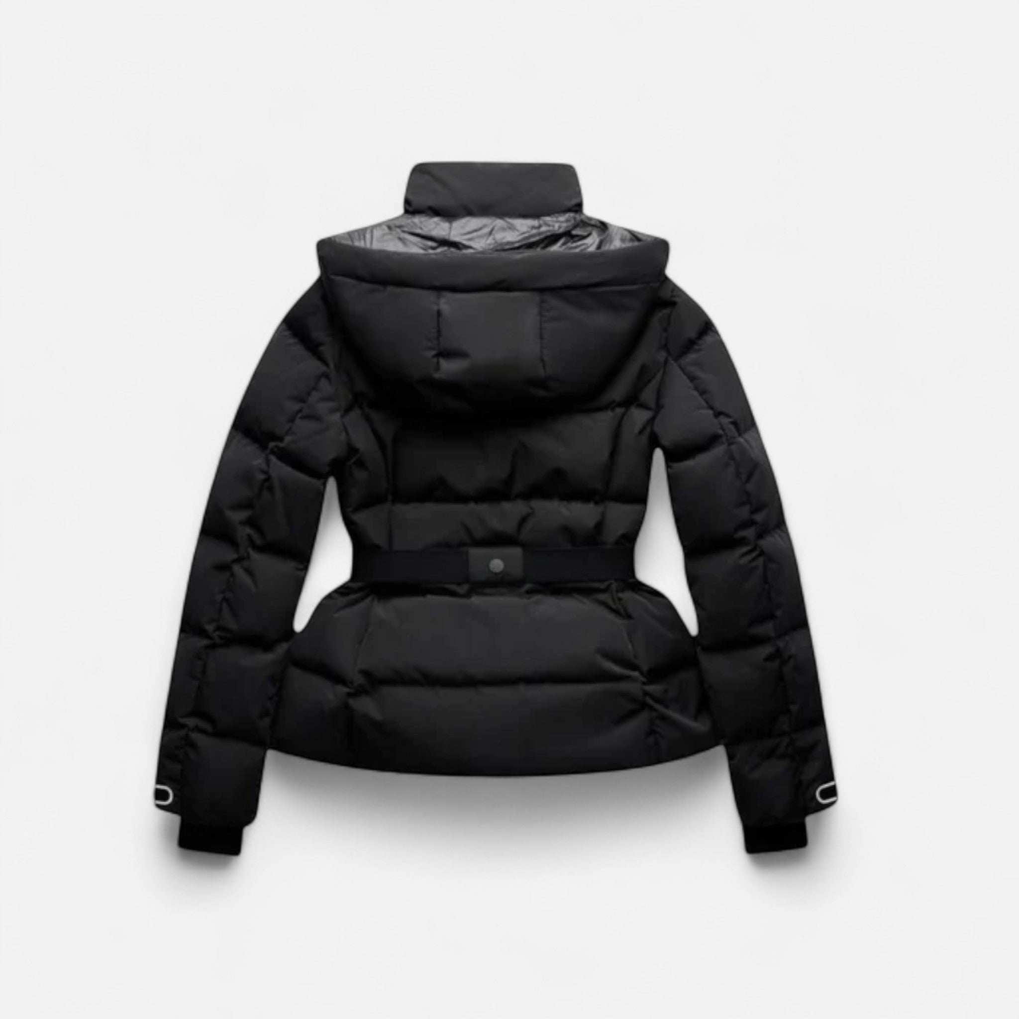 Belted water-resistant elegant puffer jacket for women -2