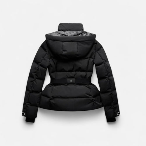 Belted water-resistant elegant puffer jacket for women -2