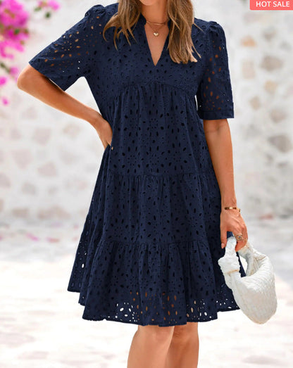 Chic lace ruffle summer everyday dress for women | Rica -3