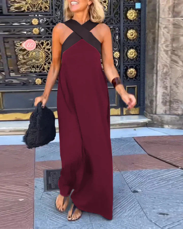 Elegant crossover-cut everyday dress for women | Miranda -9