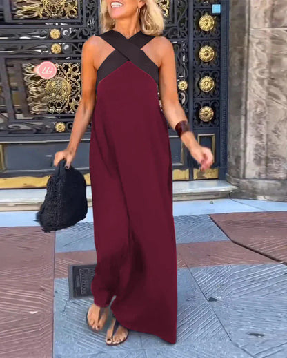 Elegant crossed-cut everyday dress for women | Delphine -9