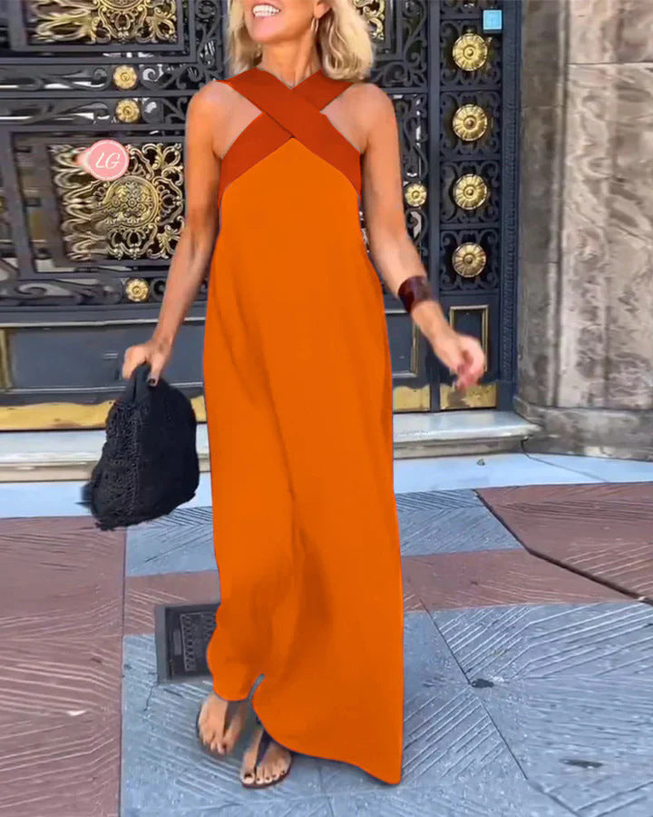Elegant crossover-cut everyday dress for women | Miranda -7