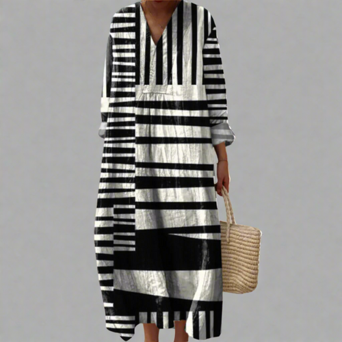 Bold geometric print occasion dress for women | Ashlyn -1