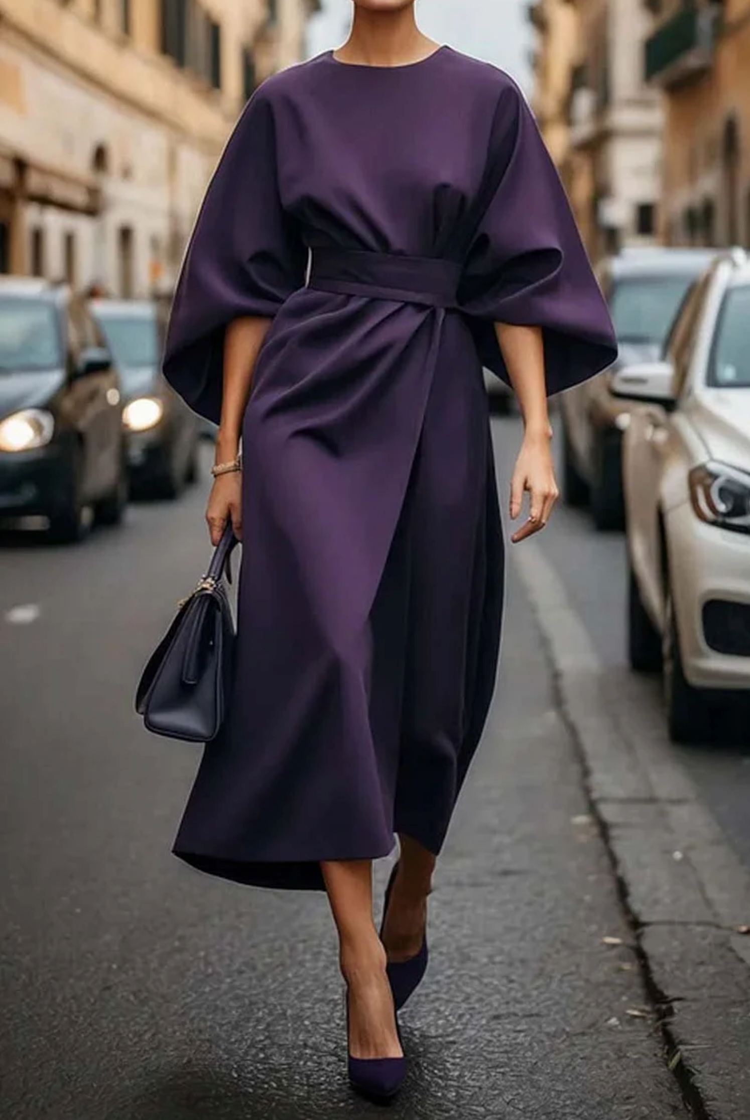 Belted maxi evening dress for women | Louise