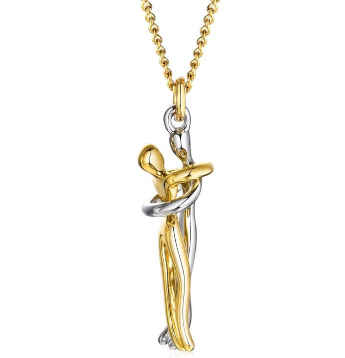 Classic gold and silver hug couple necklace for women -1
